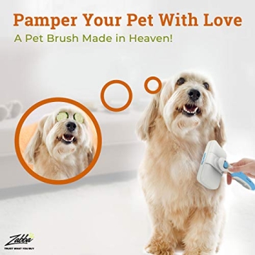 The Pet Portal Self Cleaning Dog Brush for Shedding Slicker Brush Cat Long Haired Pet Brush Grooming Deshedding Supplies - Small Pets White