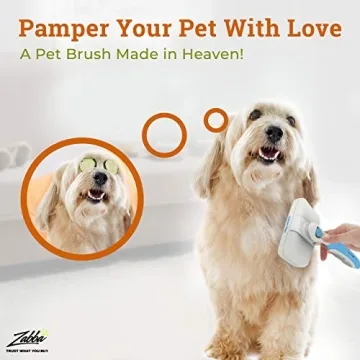 The Pet Portal Self Cleaning Dog Brush for Shedding Slicker Brush Cat Long Haired Pet Brush Grooming Deshedding Supplies - Small Pets White
