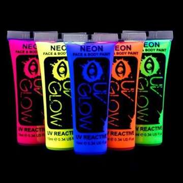 UV Glow Blacklight Face and Body Paint 0.34oz - Neon Fluorescent (Pack of 5)