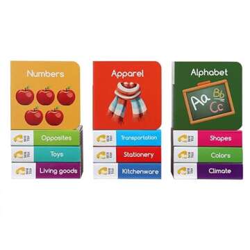 Early Learning: 12 Board Books Set for Kids Toddlers Covering A Wide Range Topics from Nmubers and A...