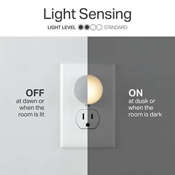 Lights by Night Mini LED Night Light, Plug-In, Dusk to Dawn Sensor, Warm White, Compact, Ambient Lig...