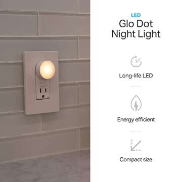 Lights by Night Mini LED Night Light, Plug-In, Dusk to Dawn Sensor, Warm White, Compact, Ambient Lighting, LED Lights for Bedroom, Bathroom, Nursery, Hallway, Kitchen, 55166, 10 Pack