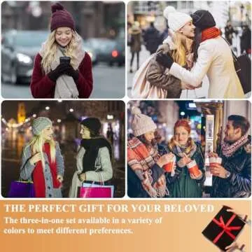 Womens Scarfs Winter Gloves and Hat Sets for Women Scarf Set Hat Glove Hat Gloves Women's Winter Hats,Winter Beanie Scarves Ladies Guantes Invierno Mujer Beanies Caps Gloves Soft Gift for Mather Grey