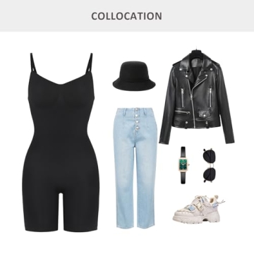 FeelinGirl Shapewear Tummy Control Bodysuit Black XS/S