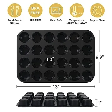 Silicone Muffin Pan for Non-Stick Mini Cupcakes 24 Cups