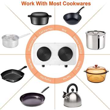 Hot Plate, 2000W Portable Induction Cooktop Double Burner with Dual Control & 5 Level Temperature Control, Easy to Clean, Lightweight Cast Iron Electric Stove for Kitchen Camping Cooking, 110V