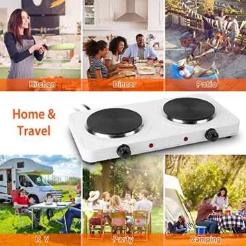 Hot Plate, 2000W Portable Induction Cooktop Double Burner with Dual Control & 5 Level Temperature Control, Easy to Clean, Lightweight Cast Iron Electric Stove for Kitchen Camping Cooking, 110V