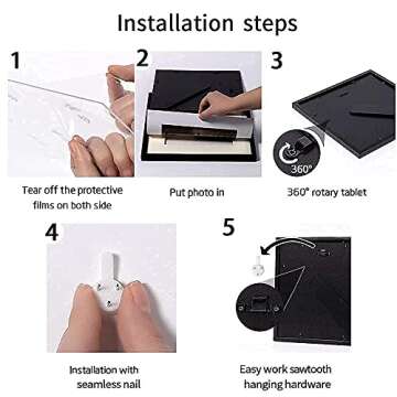 WOOD MEETS COLOR 12x12 hanging&standing Black Square Gallery Wall Kit Picture Frame Set, Display 8x8 Photos with Mat, Tabletop&Wall Mounting Decor for Family (9 Pcs)