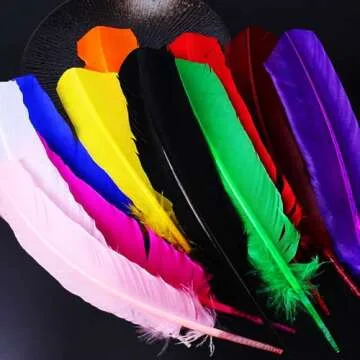 24Pcs Burgundy Turkey Feathers 10~12 inch,Beautiful Long Feather for Crafts,Bulk Big Size Bilateral Natural Feather,for Wedding Dress and Party Decoration,DIY Fabricating Handicraft Article (Burgundy)