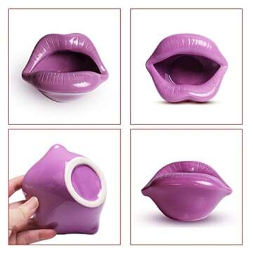 Queenbox Creative Ceramic Cigarette Ashtrays with Lips Style Fashion Home Decorations