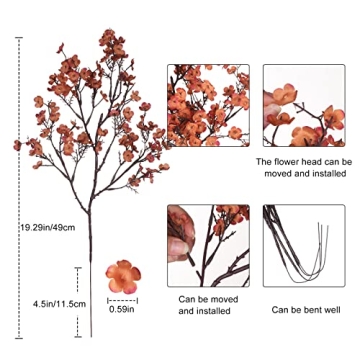 Momkids Baby's Breath Artificial Flowers - 6pcs Coral Red Bouquets