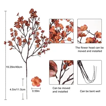 Momkids Baby's Breath Artificial Flowers - 6pcs Coral Red Bouquets