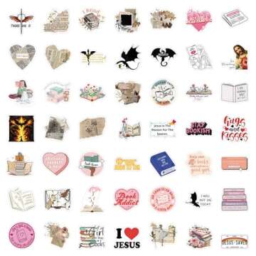150Pcs Book Stickers for Kindle, Bookish Reading Booktok Stickers for Adult, Romance Jesus Christian Fantasy Spicy Journal Aesthetic Book Themed Stickers Gifts Accessories for Clear Case Book Lover