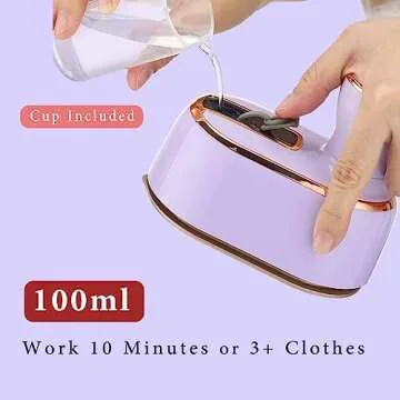 Travel Steamer Iron for Clothes Mini: Handheld Size Portable Fabric Clothing Steamers Small Hand Garment Electric Steam Ironing Machine for Dress Shirt Plancha a de Vapor para Ropa Portatil