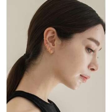 Small Gold Hoop Earrings for Women: 14K Gold Huggie Hoop Earrings for Cartilage Helix Tragus Hypoallergenic Tiny Thin Hoop Earrings Sets for Multiple Piercing (A: 5 Pairs Gold, 6/7/8/9/10mm)