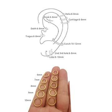 Small Gold Hoop Earrings for Women: 14K Gold Huggie Hoop Earrings for Cartilage Helix Tragus Hypoallergenic Tiny Thin Hoop Earrings Sets for Multiple Piercing (A: 5 Pairs Gold, 6/7/8/9/10mm)