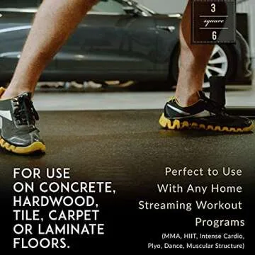 Square36 Large Exercise Mat for Home Fitness Workouts