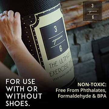 Square36 Large Exercise Mat Thick 6 Ft x 4 Ft. Ideal for Home Cardio Workouts With Or Without Shoes. Roll Out In Living Room & Roll Up To Store Square36 Large Fitness Mat