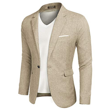 COOFANDY Mens Slim Fit Premium Stylish Suit Coat Jacket Modern Business Blazers Light Khaki