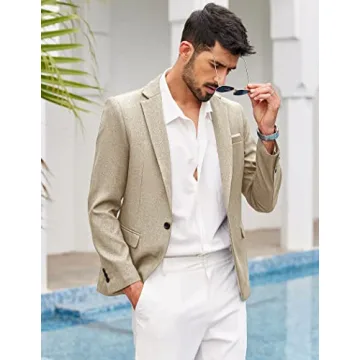 COOFANDY Slim Fit Stylish Men’s Blazer Light Khaki