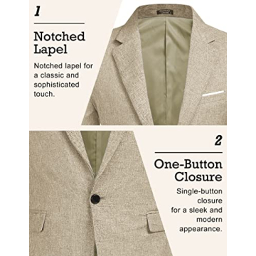 COOFANDY Slim Fit Stylish Men’s Blazer Light Khaki
