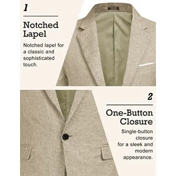 COOFANDY Slim Fit Stylish Men’s Blazer Light Khaki
