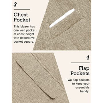 COOFANDY Slim Fit Stylish Men’s Blazer Light Khaki