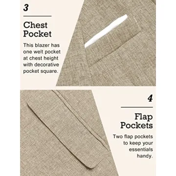 COOFANDY Slim Fit Stylish Men’s Blazer Light Khaki