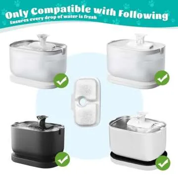 8-Pack Cat Water Fountain Replacement Filter for Dockstream Cat Water Fountain PLWF005/PLWF115/PLWF105, Triple Filtration System Replacement Filter, Cordless Ultra-Quiet Pet Water Fountain