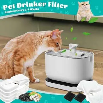 8-Pack Cat Water Fountain Replacement Filter for Dockstream Cat Water Fountain PLWF005/PLWF115/PLWF105, Triple Filtration System Replacement Filter, Cordless Ultra-Quiet Pet Water Fountain