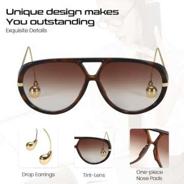 DreamCalf Oversized Aviator Sunglasses with UV Protection