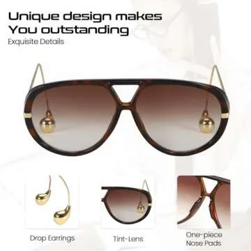 DreamCalf Oversized Aviator Sunglasses with UV Protection