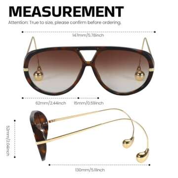 DreamCalf Oversized Aviator Sunglasses with UV Protection