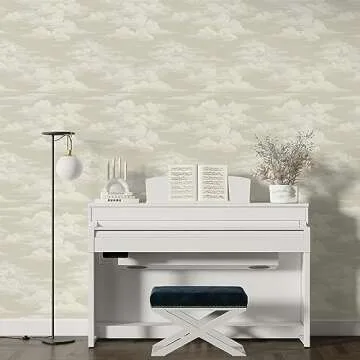 JiffDiff White Cloud Peel and Stick Wallpaper for Bedroom