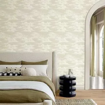 JiffDiff White Cloud Peel and Stick Wallpaper for Bedroom