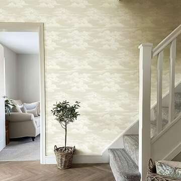 JiffDiff White Cloud Peel and Stick Wallpaper for Bedroom