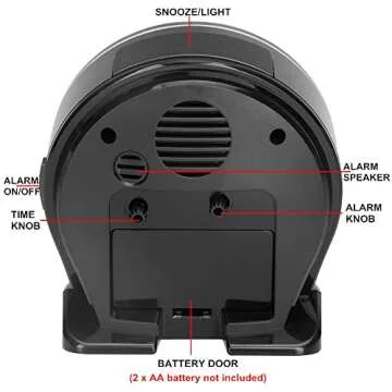 FAMICOZY 4.5" No Ticking Analog Alarm Clock,Silent Readable for Seniors,Easy to Set,Gradual Rise Alarm,Big Numbers,On/Off Switch on Side,Gentle Wake,Snooze Soft Backlight,Battery Operated,Black