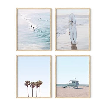 HAUS AND HUES Beach Wall Art Prints - Set of 4 Ocean Beach Decor, Nautical Themed Beach Wall Decor a...
