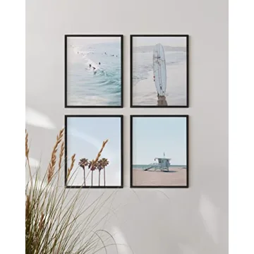 HAUS AND HUES Beach Wall Art Prints Set of 4 Coastal Decor