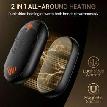Magnetic Hand Warmers Rechargeable 2 Pack, Electric Hand Warmers with 24Hrs Long Heating, 2 in 1 Por...
