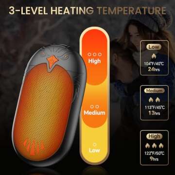 Magnetic Hand Warmers Rechargeable 2 Pack, Electric Hand Warmers with 24Hrs Long Heating, 2 in 1 Portable Handwarmers Cordless USB Pocket Hands Heater Outdoor Warm Gift for Hunting, Golf, Camping, Ski