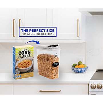 Plastic House Cereal Containers Storage Dispenser 4/4L FITS FULL CEREAL BOX, Airtight Food Storage C...