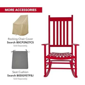 Shine Company Vermont Porch Rocker, High Back Wood Rocking Chair, Chili Pepper
