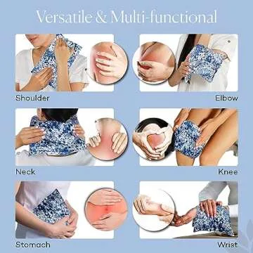 SacksyThyme Microwave Heating Pad for Pain Relief, Flaxseed & Cherry Pit Herbal Heating Pad, Hot Cold Therapy (Indigo)