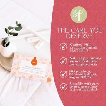 Femallay Organic Vaginal Moisturizing Suppository Melts - 100% Natural Suppositories for Vaginal Odor and Dryness Relief, Ultra-Hydrating Fast-Acting Comfort (Peach)