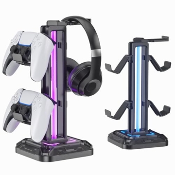 KDD Headset Stand with Light Modes - Rotatable and Detachable Controller Holder