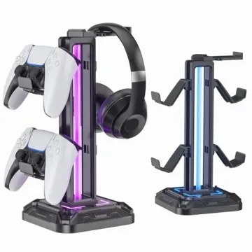 KDD Headset Stand with Light Modes - Rotatable and Detachable Controller Holder