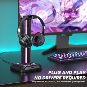 KDD Headset Stand with Light Modes - Black Controller Holder