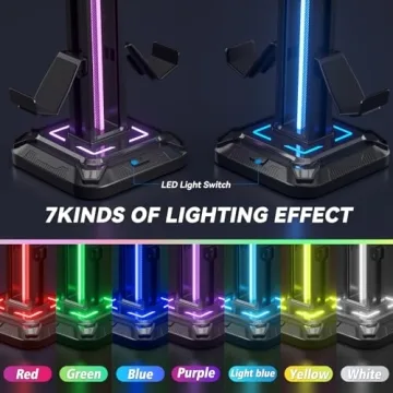 KDD Headset Stand with Light Modes - Black Controller Holder