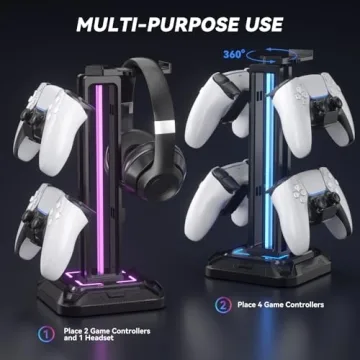 KDD Headset Stand with Light Modes - Black Controller Holder